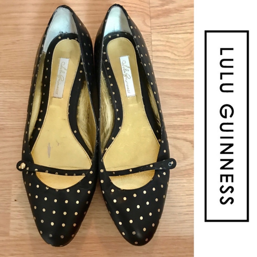 Lulu Guinness pointy toe polka dot flats